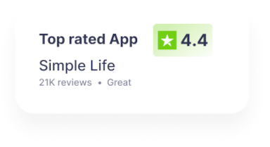 Top rated app - Simple Life with 4.4 stars and 21K reviews