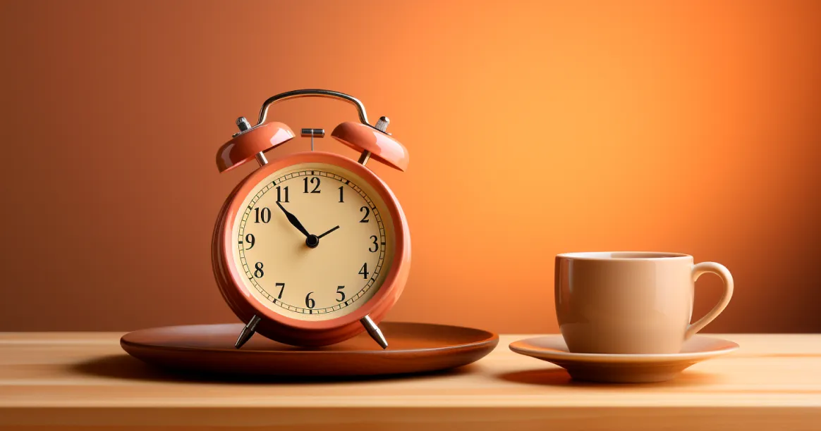 Clock face showing fasting hours with text explaining autophagy and weight loss relationship in intermittent fasting practice