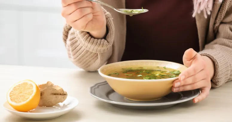 Soup and warm meal preparation for fasting comfort and temperature management