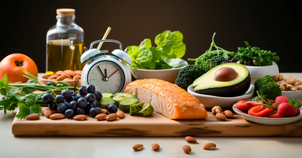 Woman questioning intermittent fasting health benefits and risks with healthy lifestyle choices and nutrition decisions
